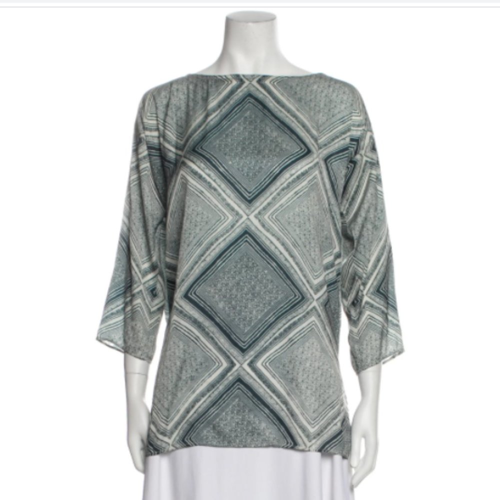 CALYSPSO Hunter & Mint Green Printed Tunic